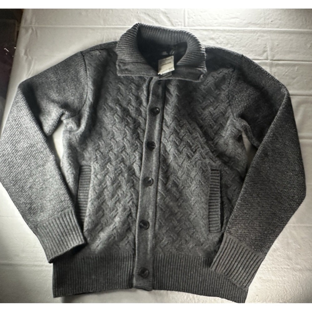 Buffalo‎ David Bitton Cable Knit Cable Knit Cardigan Sweater Mens Small Gray NWT